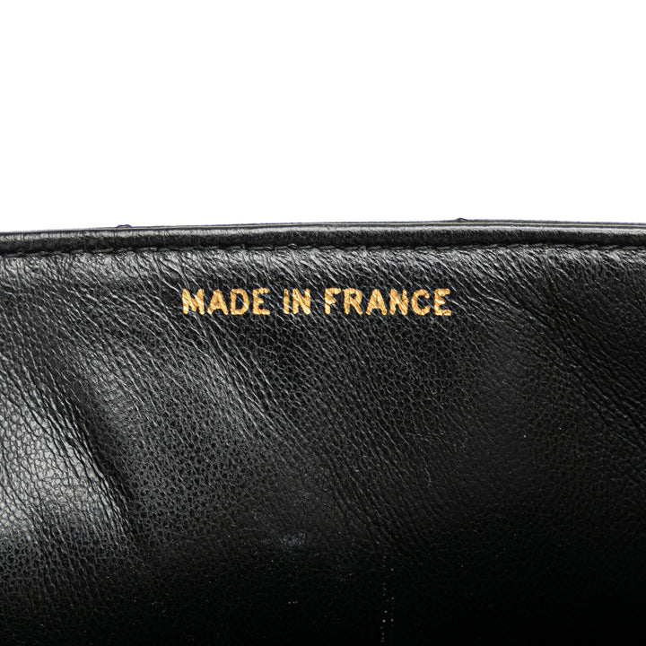 Quilted Lambskin Half Moon Single Flap Black - Gaby Paris