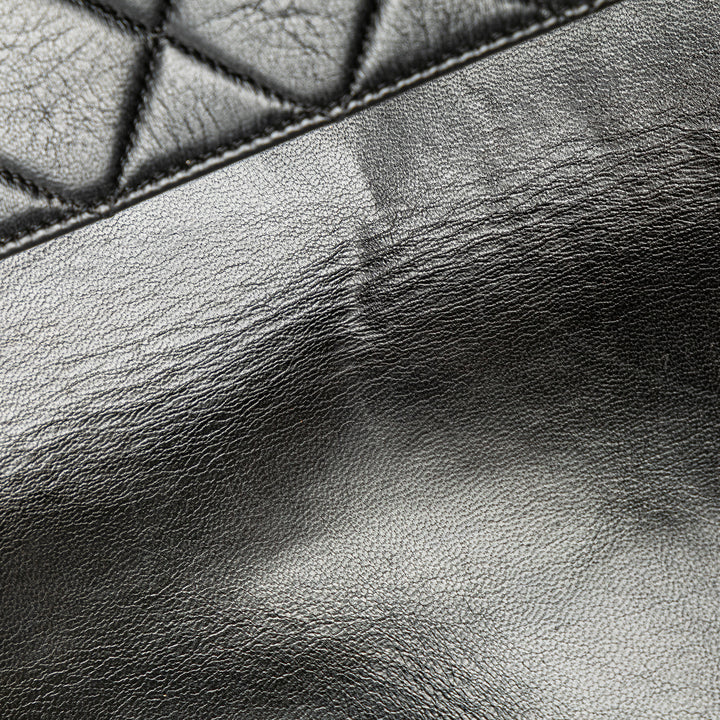 Quilted Lambskin Half Moon Single Flap Black - Gaby Paris