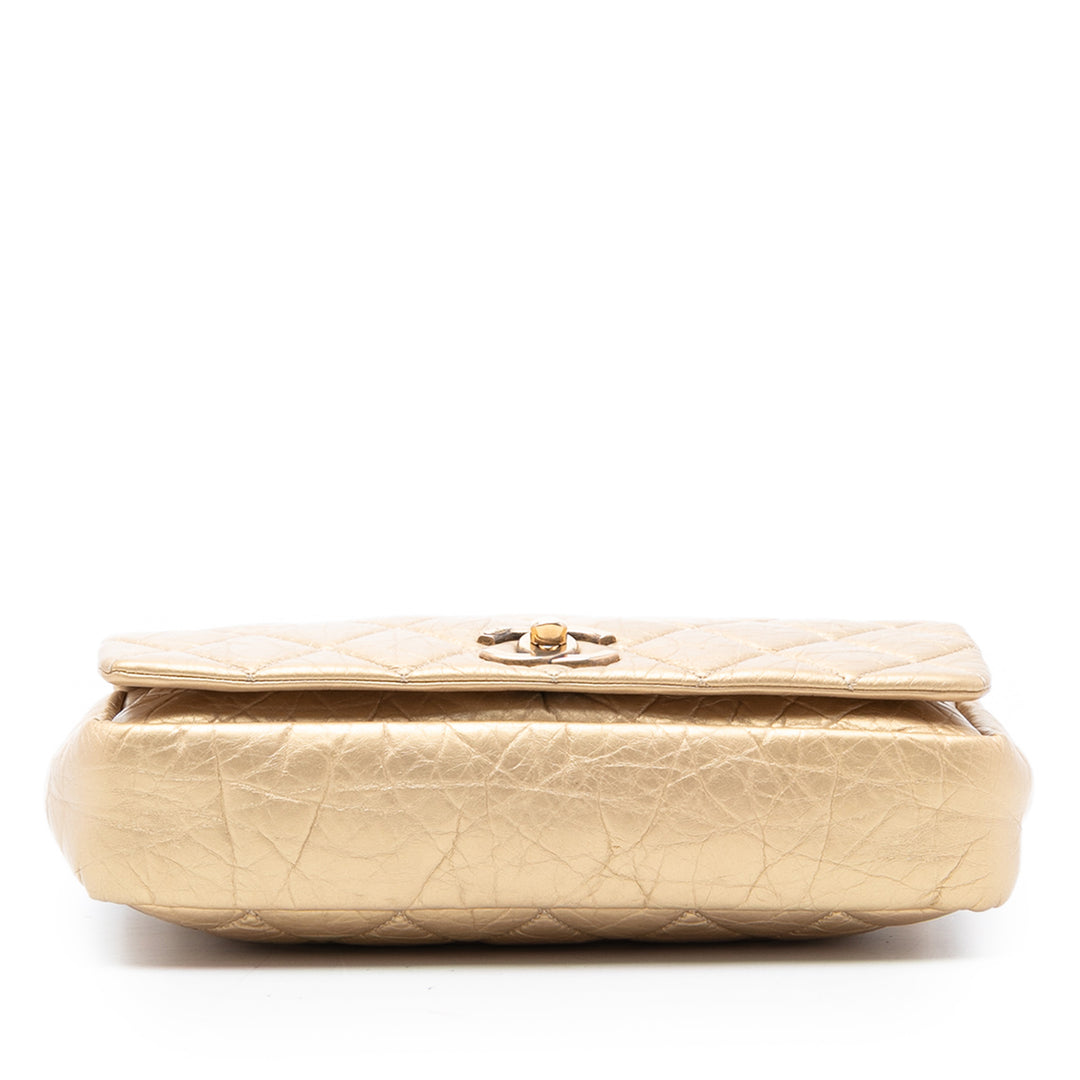 Chanel Medium Matelassé vieilli Cuir de veau Pondichery à rabat