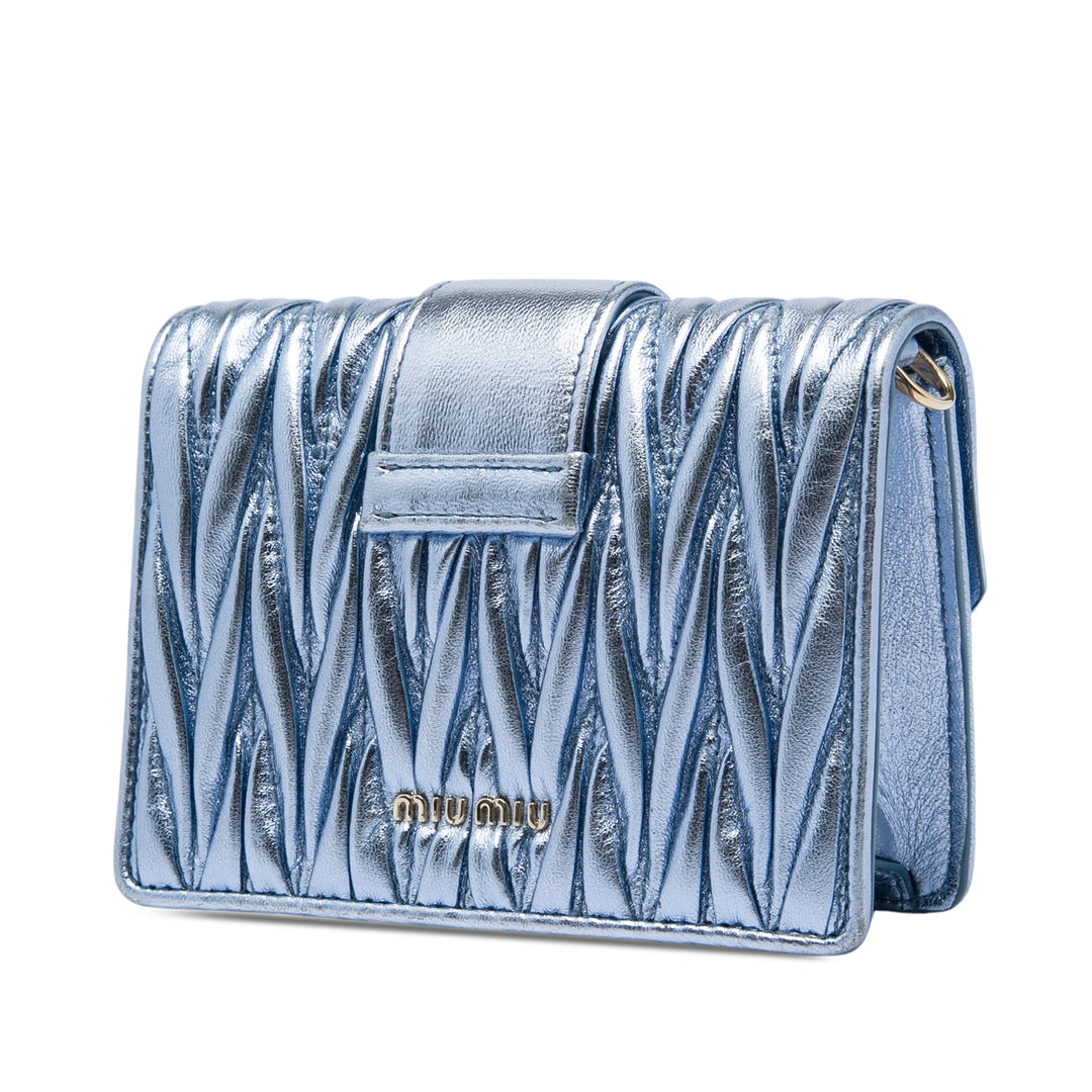 Miu Miu Matelasse Métallisé Cristal Orné Sac Mini Cuir nappa