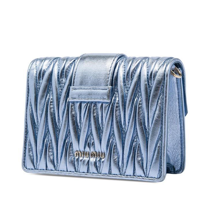 Miu Miu Matelasse Métallisé Cristal Orné Sac Mini Cuir nappa