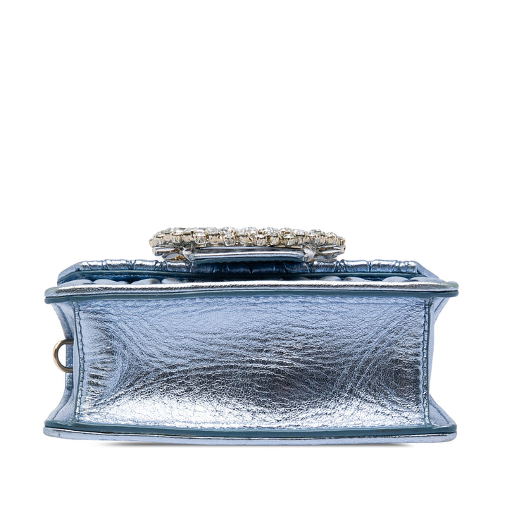 Miu Miu Matelasse Métallisé Cristal Orné Sac Mini Cuir nappa