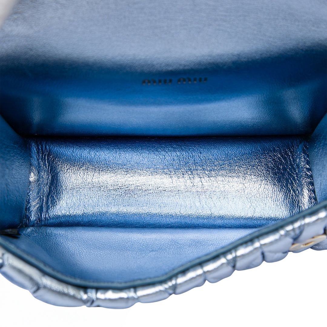 Miu Miu Matelasse Métallisé Cristal Orné Sac Mini Cuir nappa