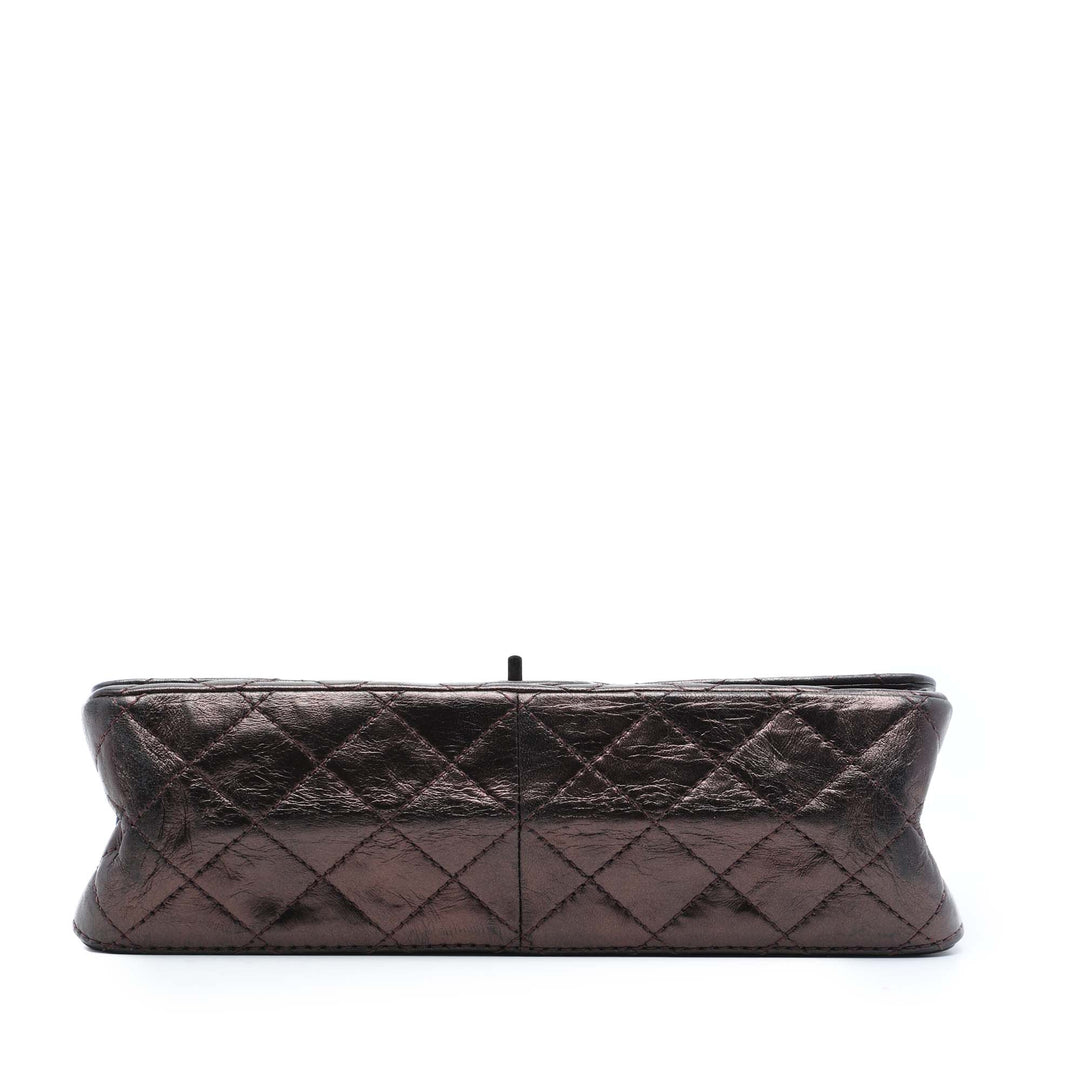 Matelassé Métallisé vieilli Reissue 2.55 Double rabat 226 Cuir de veau Marron
