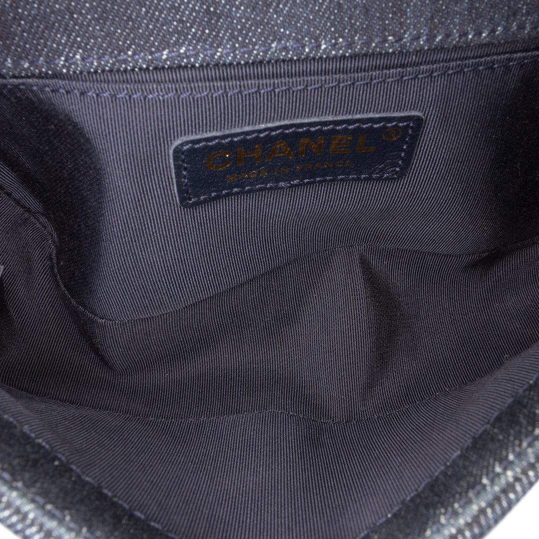 Chanel Small Quilted Jean and Tweed Boy Flap Bleu