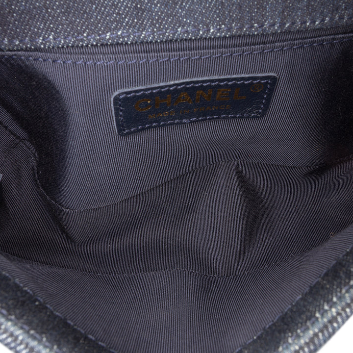 Chanel Small Quilted Jean and Tweed Boy Flap Bleu