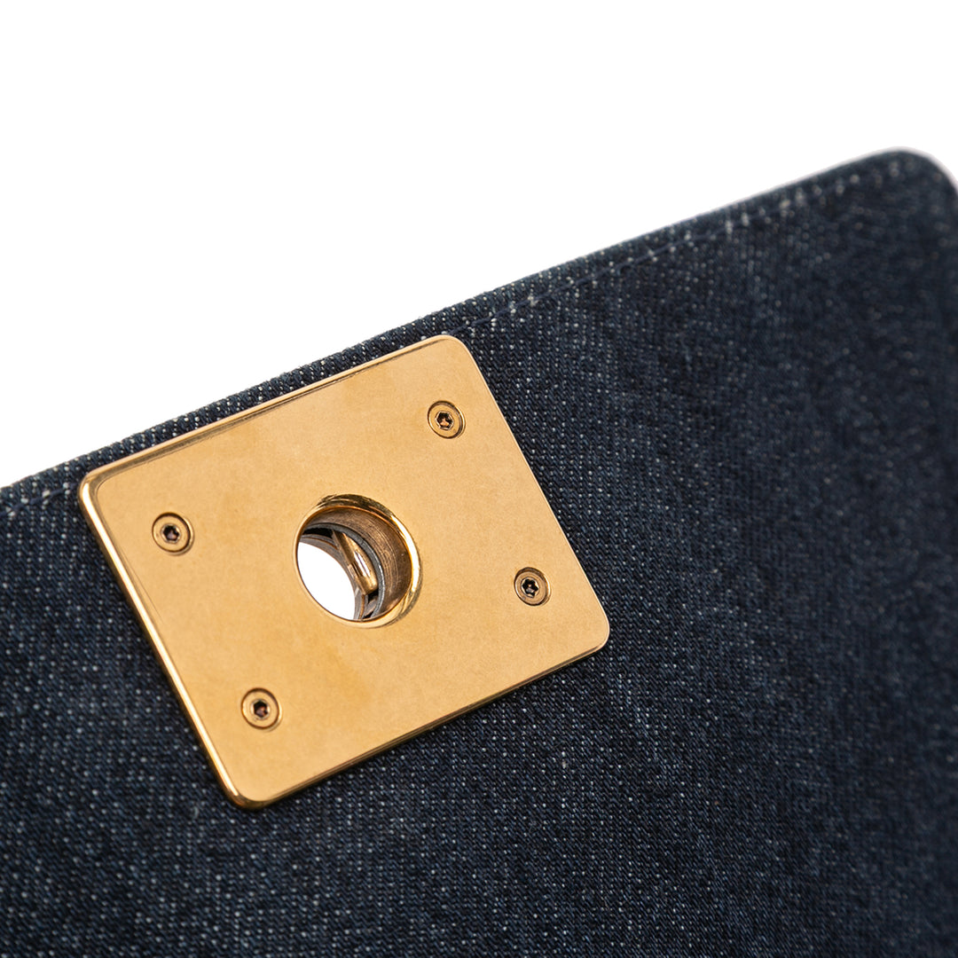 Chanel Small Quilted Jean and Tweed Boy Flap Bleu