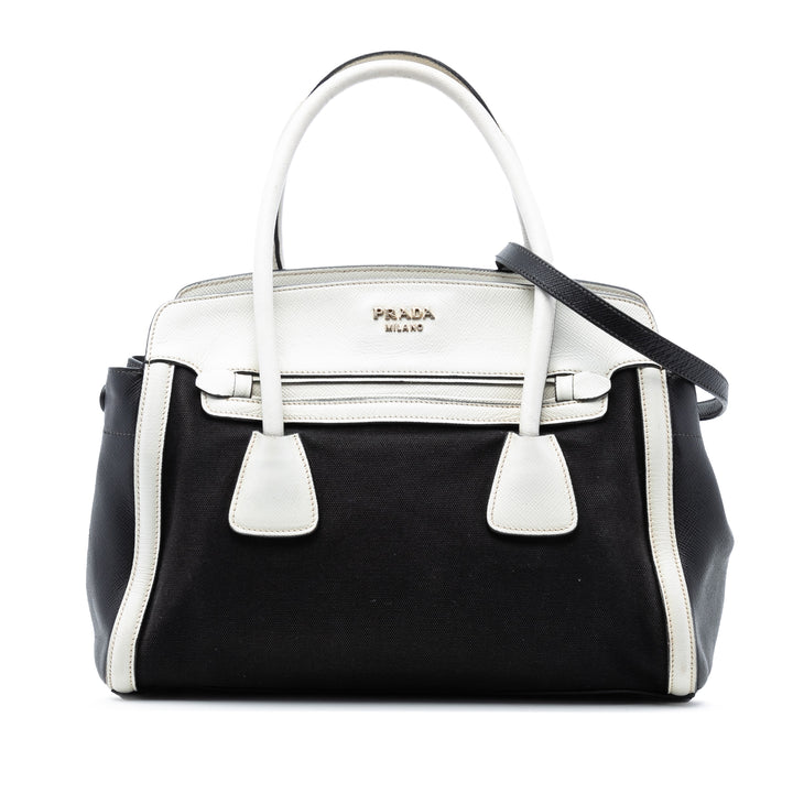 Prada Bicolor Saffiano Cuir à finitions Toile Sac
