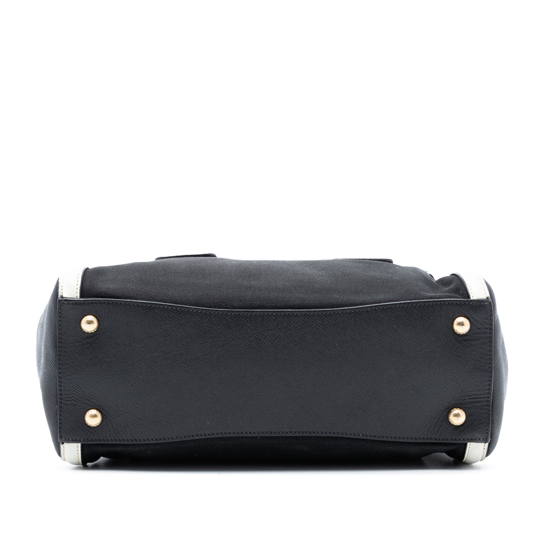 Prada Bicolor Saffiano Cuir à finitions Toile Sac