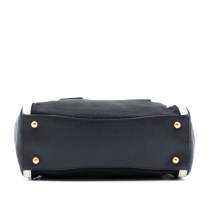 Prada Bicolor Saffiano Cuir à finitions Toile Sac