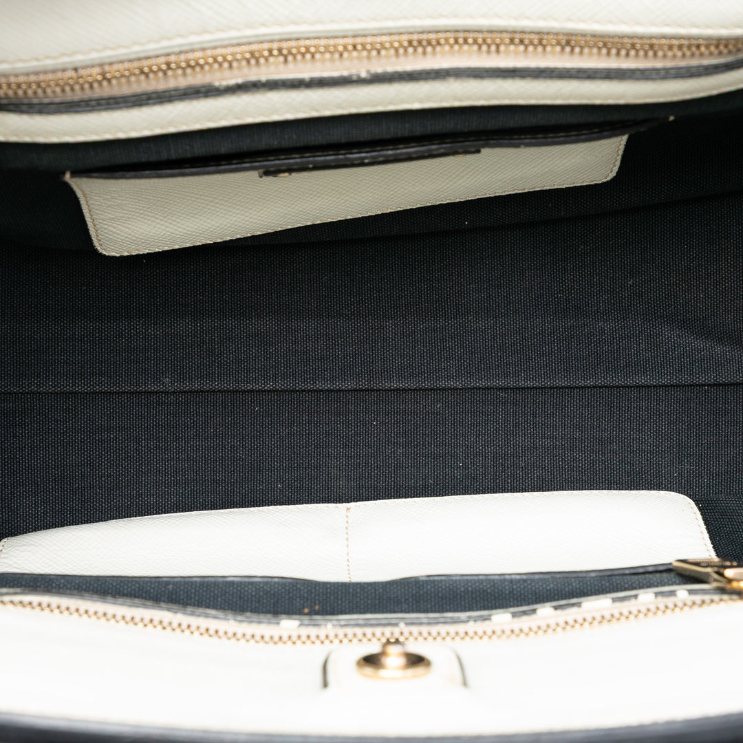 Prada Bicolor Saffiano Cuir à finitions Toile Sac