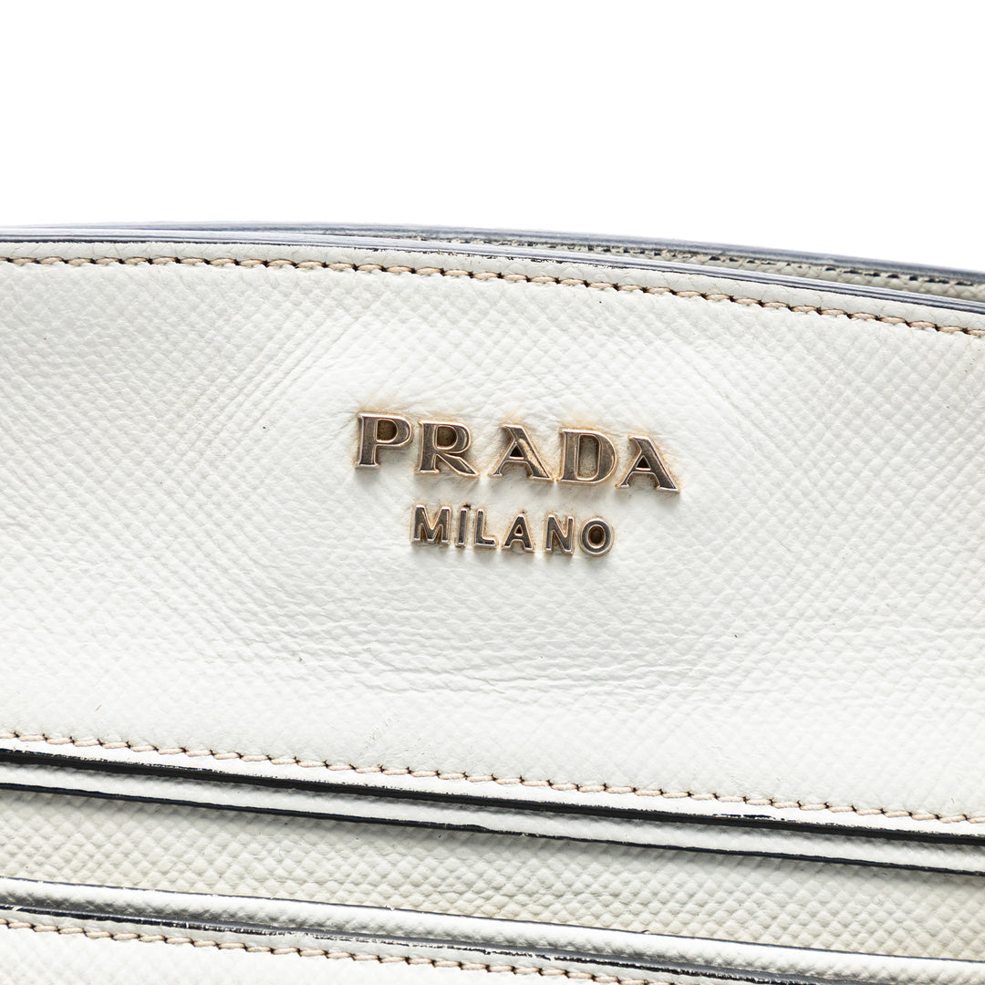 Prada Bicolor Saffiano Cuir à finitions Toile Sac