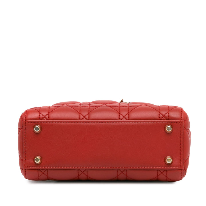 Mini Cannage Lambskin Lady Dior Red - Gaby Paris