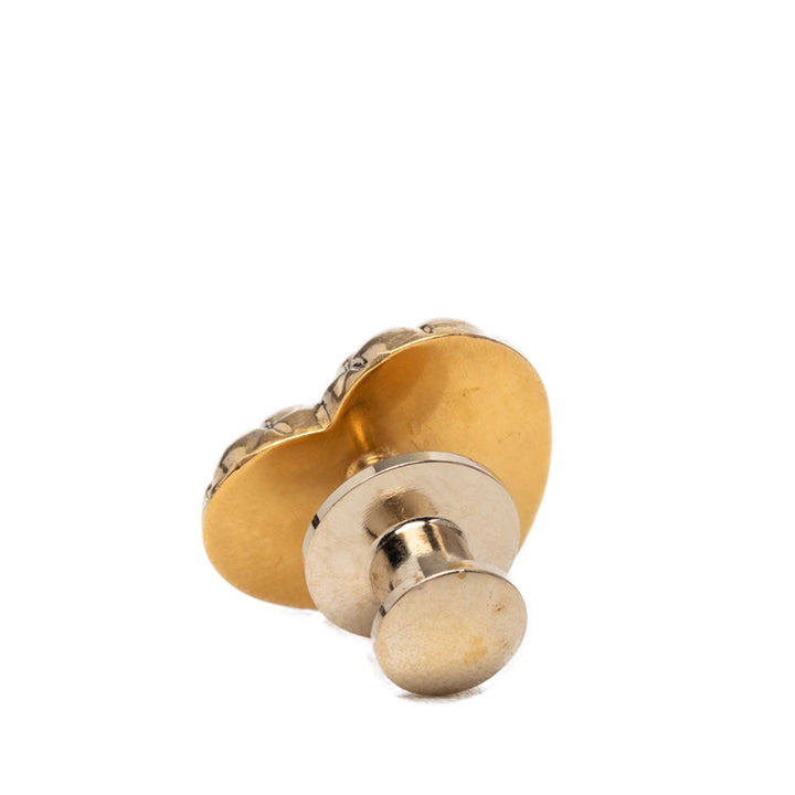 Chanel CC plaqué Matelassé Heart Broche