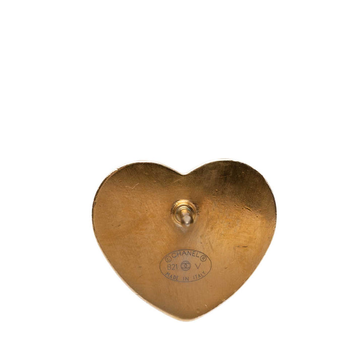 Chanel CC plaqué Matelassé Heart Broche