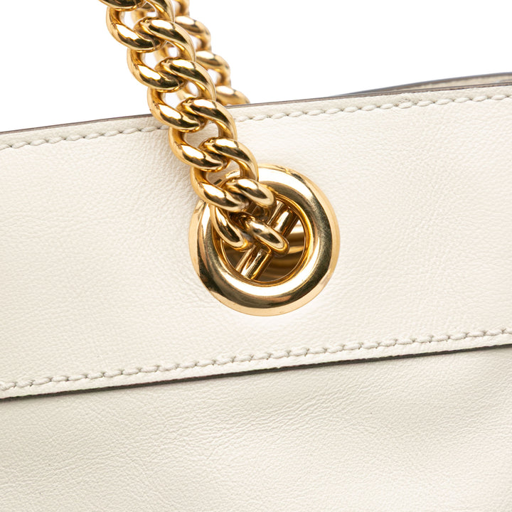 Large Web Leather Rajah Tote White - Gaby Paris