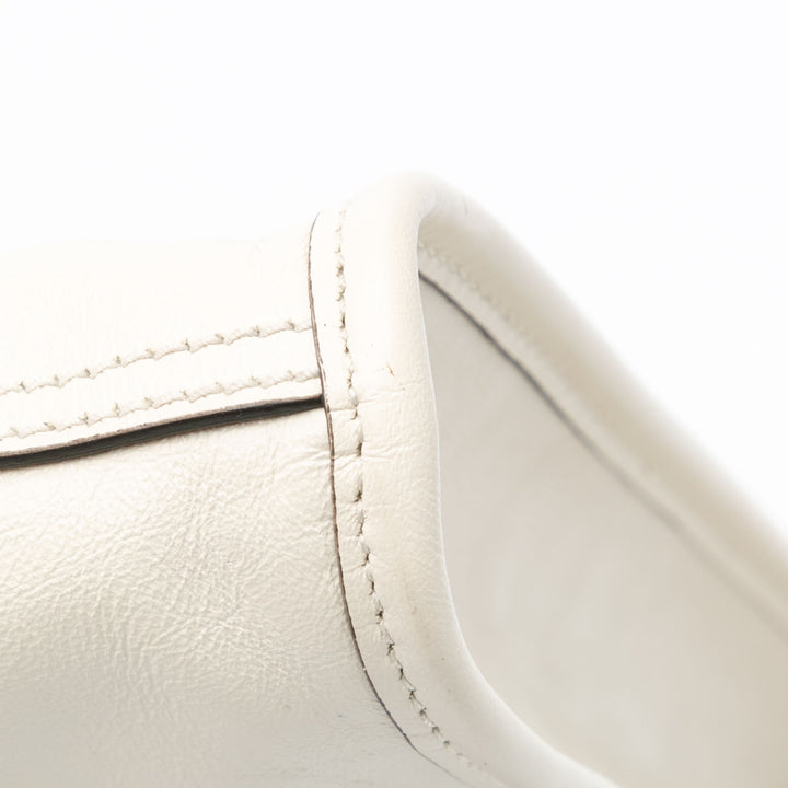 Large Web Leather Rajah Tote White - Gaby Paris