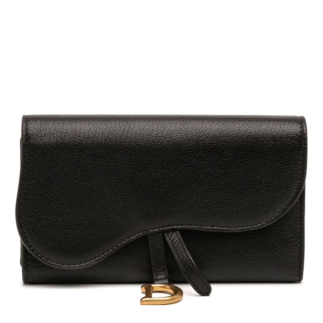 Dior Cuir de chèvre Saddle Portefeuille long