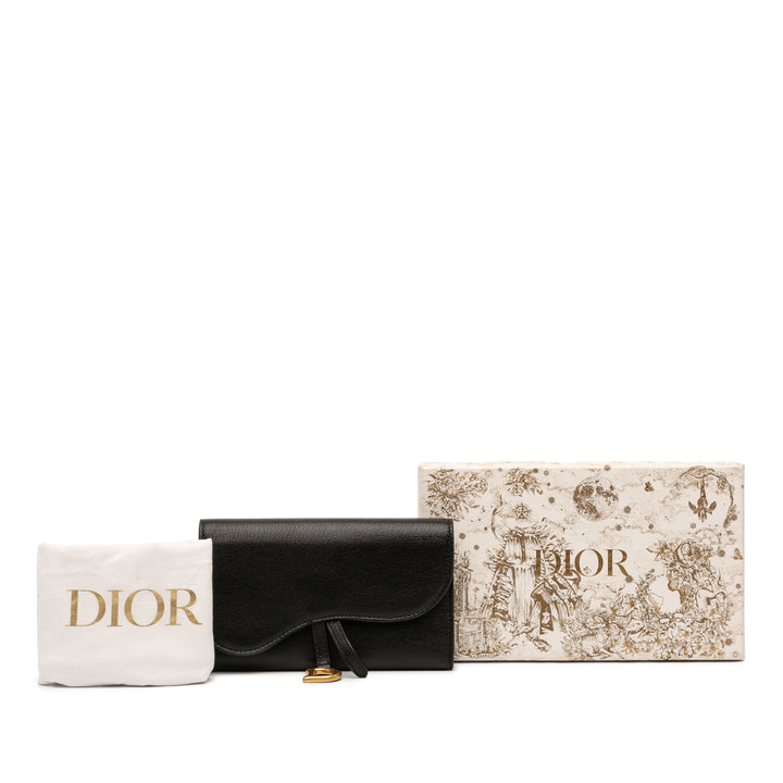Dior Cuir de chèvre Saddle Portefeuille long