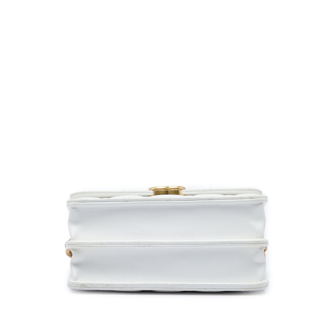 Matelassé Candy Chaîne Pochette avec chaîne Cuir d'agneau Blanc