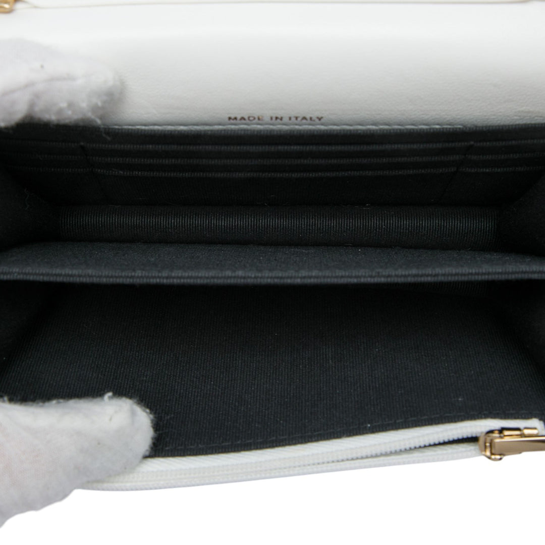 Matelassé Candy Chaîne Pochette avec chaîne Cuir d'agneau Blanc