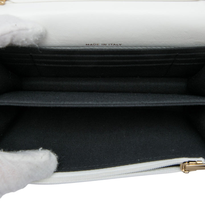 Matelassé Candy Chaîne Pochette avec chaîne Cuir d'agneau Blanc