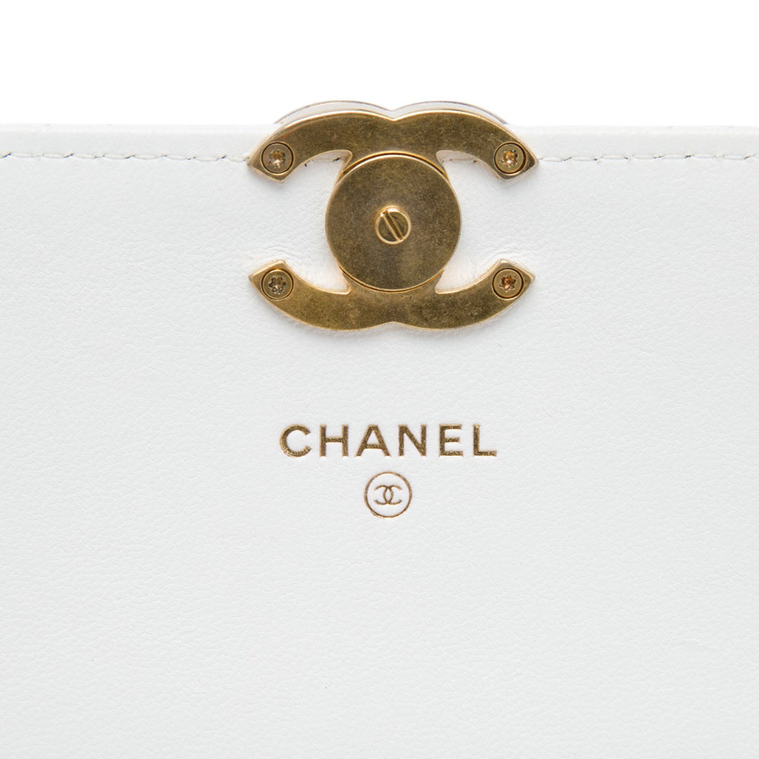 Matelassé Candy Chaîne Pochette avec chaîne Cuir d'agneau Blanc