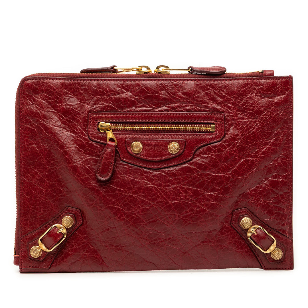 Balenciaga Cuir d’agneau Motocross Giant 12 Zip Around Flat Pochette