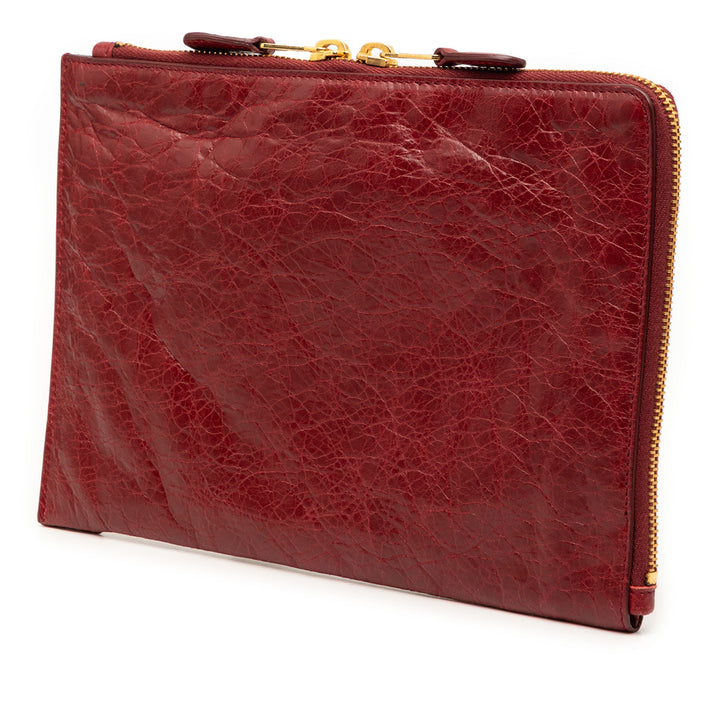 Balenciaga Cuir d’agneau Motocross Giant 12 Zip Around Flat Pochette