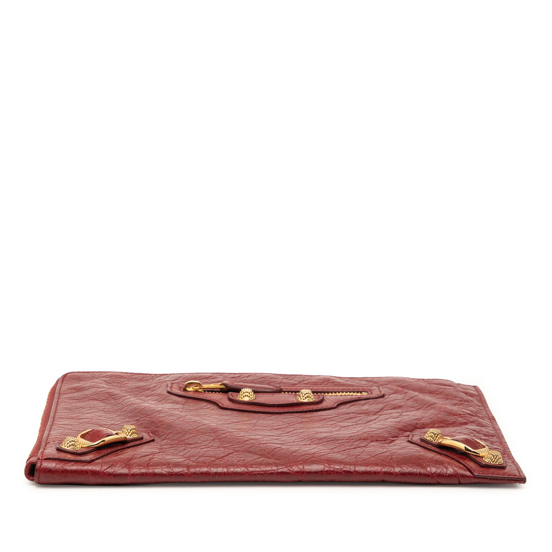 Balenciaga Cuir d’agneau Motocross Giant 12 Zip Around Flat Pochette