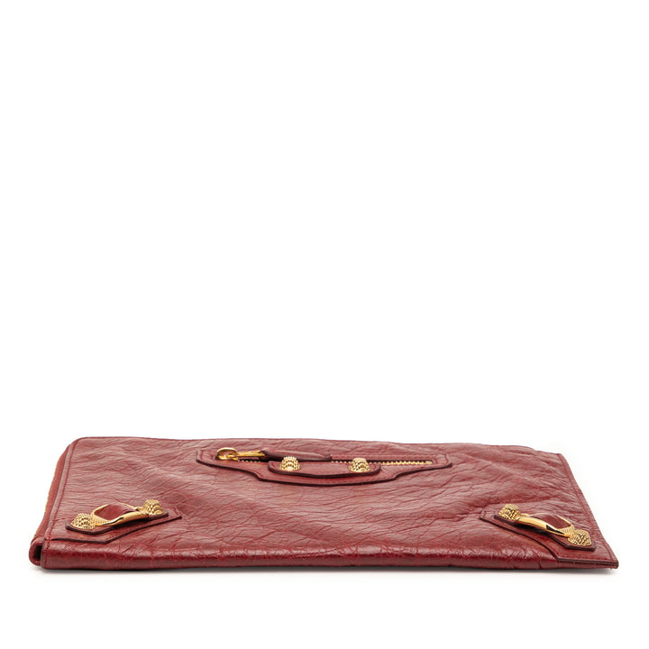 Balenciaga Cuir d’agneau Motocross Giant 12 Zip Around Flat Pochette