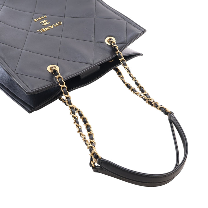 CC Matelassé Cabas Cuir d'agneau Noir