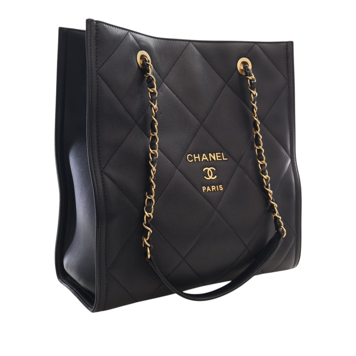 CC Matelassé Cabas Cuir d'agneau Noir