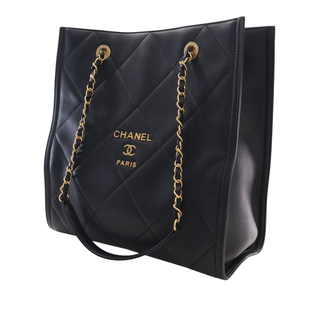 CC Matelassé Cabas Cuir d'agneau Noir