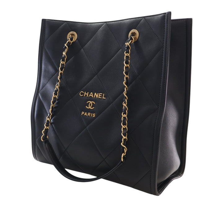 CC Matelassé Cabas Cuir d'agneau Noir