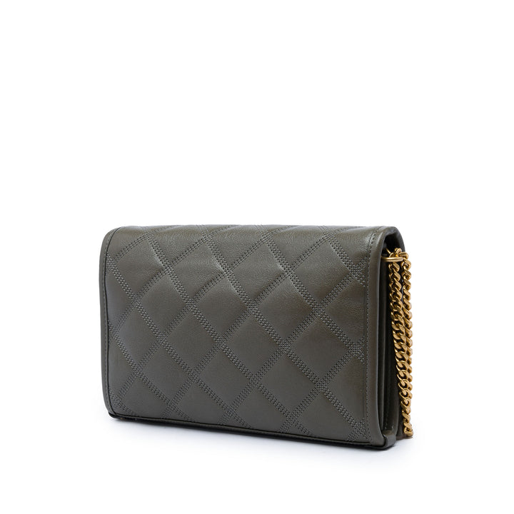 Saint Laurent Becky Wallet on Chain Cuir d'agneau Marron – vue 2 – GABY PARIS