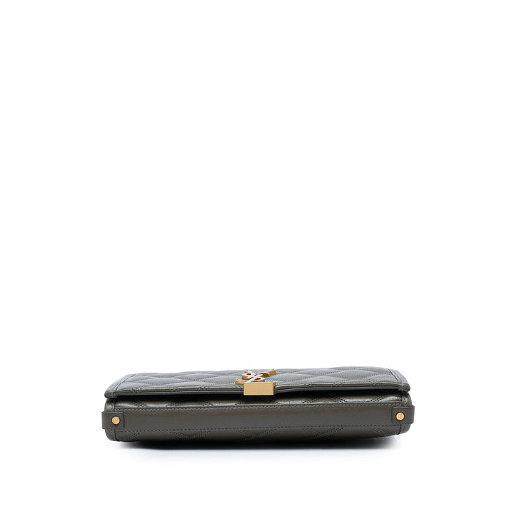 Saint Laurent Becky Wallet on Chain Cuir d'agneau Marron – vue 3 – GABY PARIS