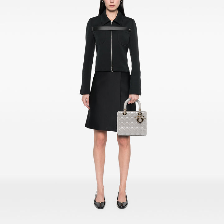 Medium Lambskin Cannage Lady Dior Gray - Gaby Paris