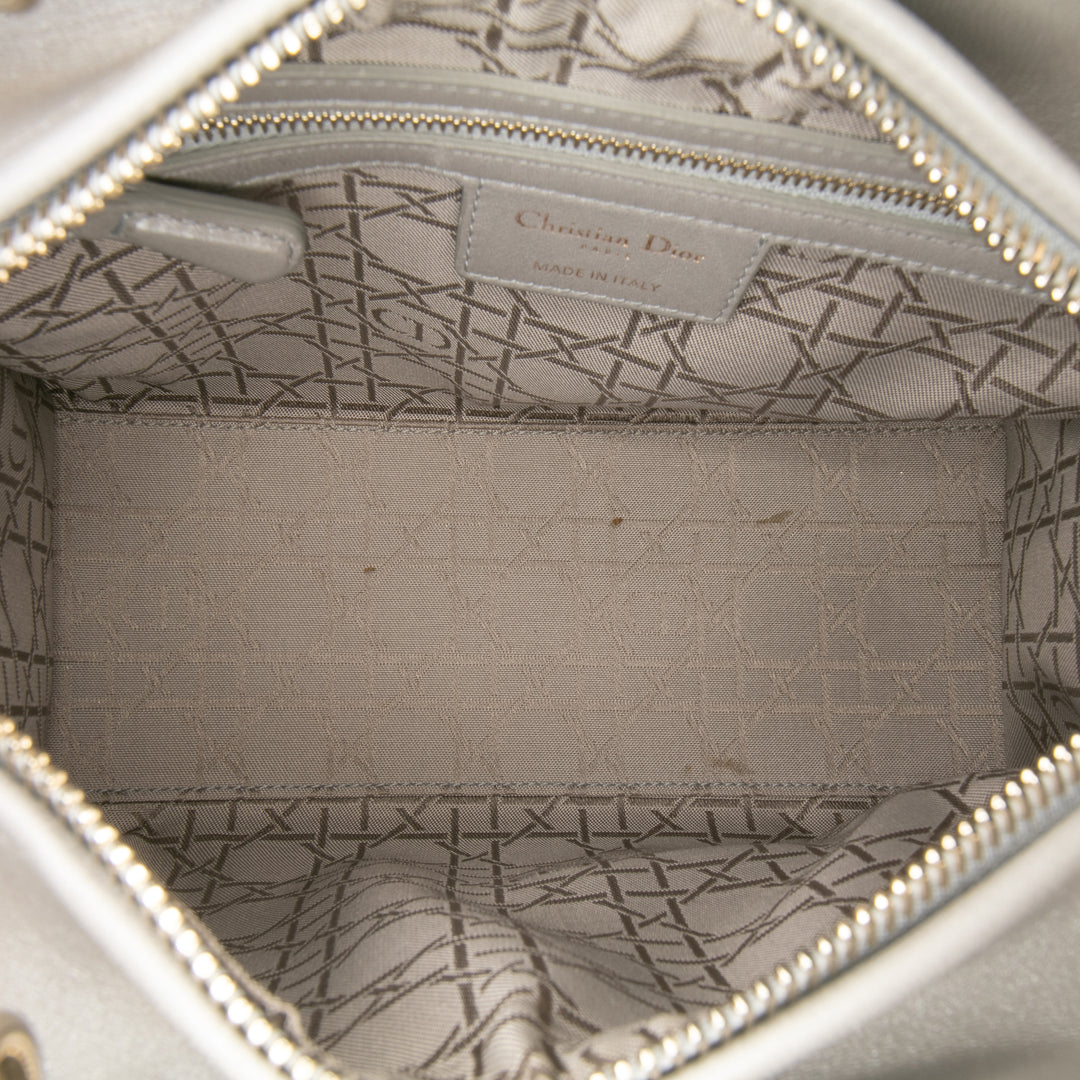 Medium Lambskin Cannage Lady Dior Gray - Gaby Paris