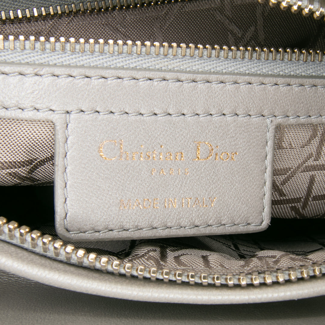 Medium Lambskin Cannage Lady Dior Gray - Gaby Paris
