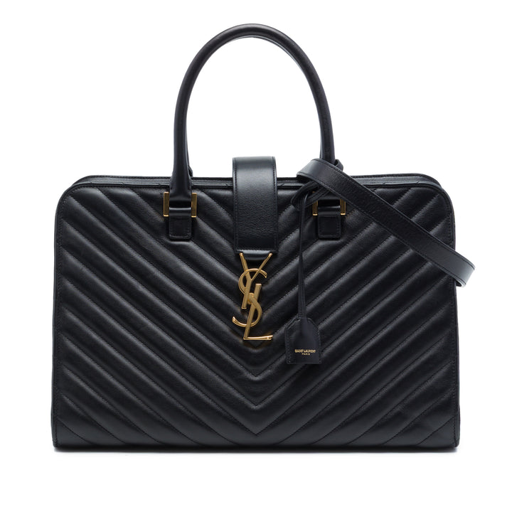 Saint Laurent Medium Chevron Cuir de veau Monogram Cabas