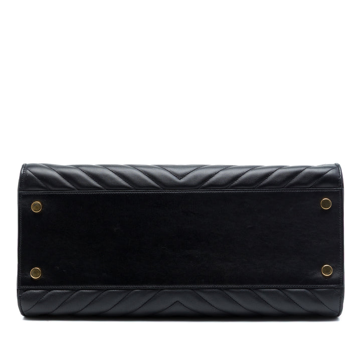 Saint Laurent Medium Chevron Cuir de veau Monogram Cabas