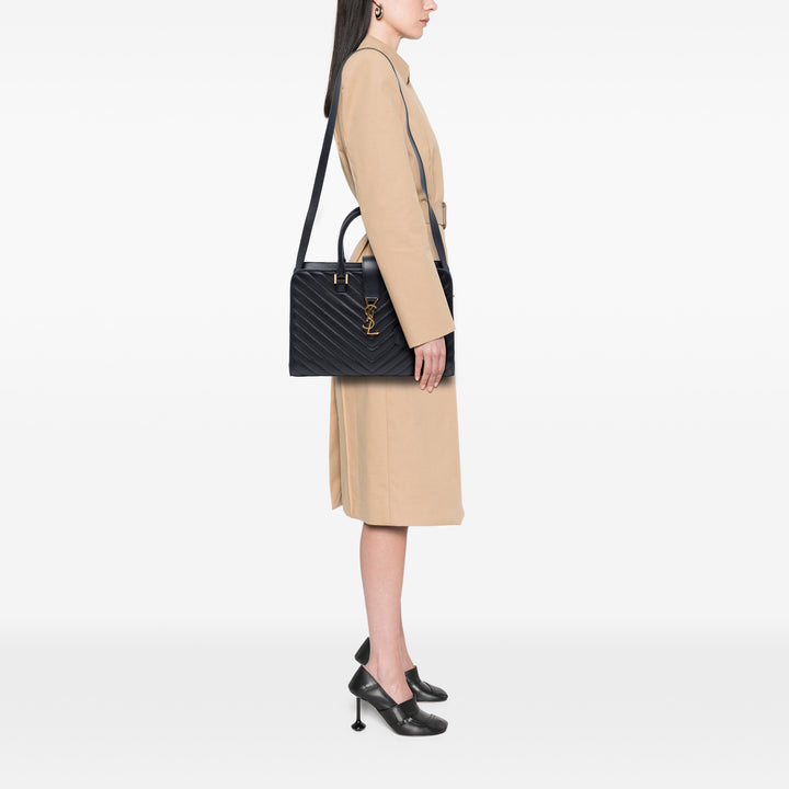 Saint Laurent Medium Chevron Cuir de veau Monogram Cabas