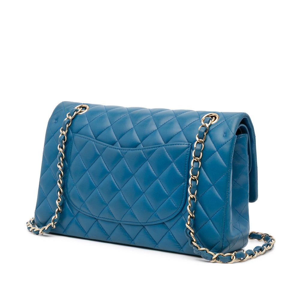 Medium Classic Lambskin Double Flap Blue - Gaby Paris