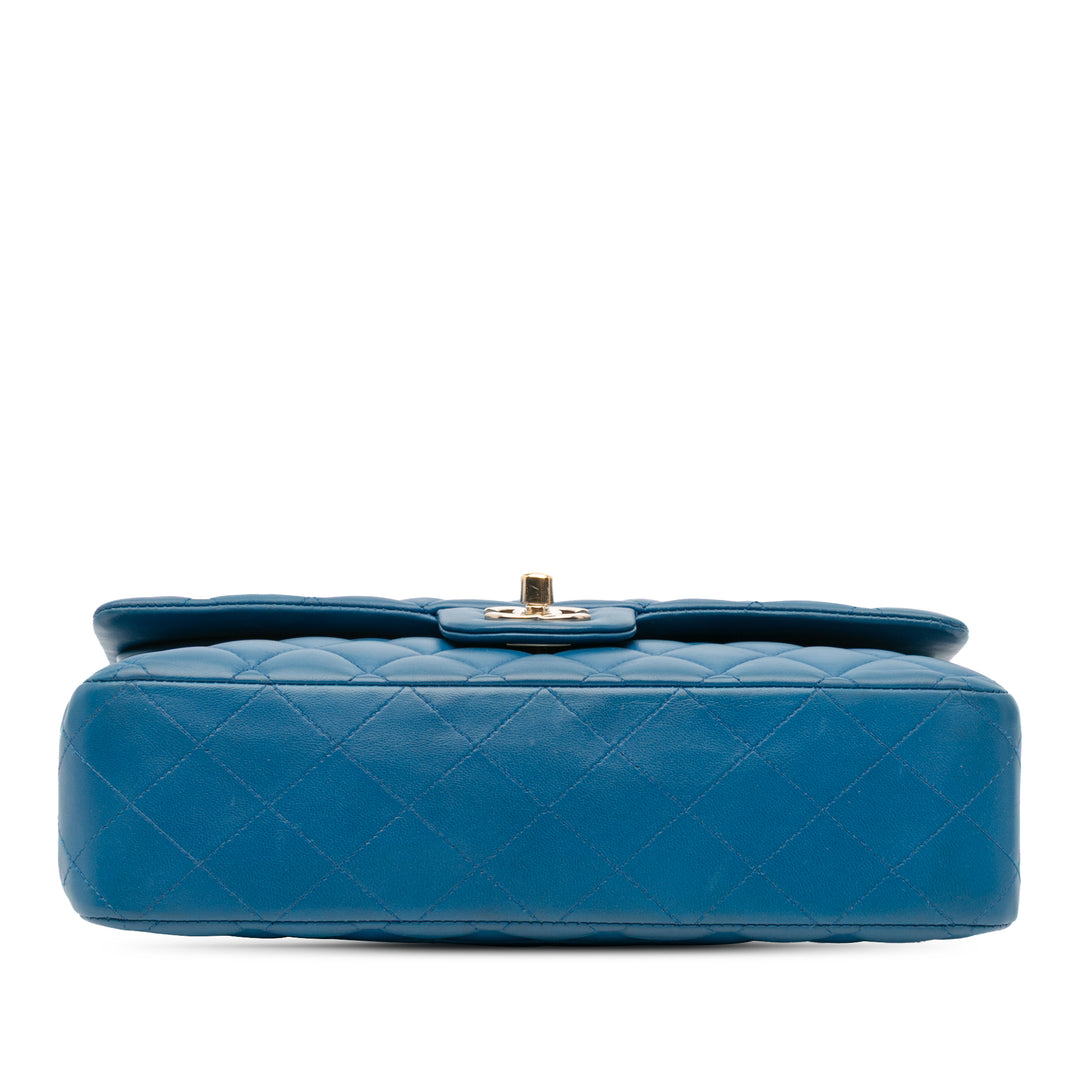 Medium Classic Lambskin Double Flap Blue - Gaby Paris