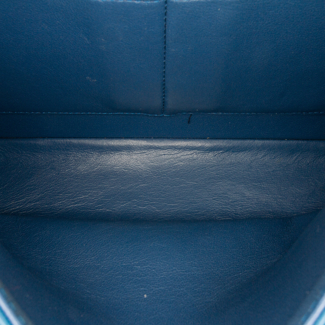 Medium Classic Lambskin Double Flap Blue - Gaby Paris