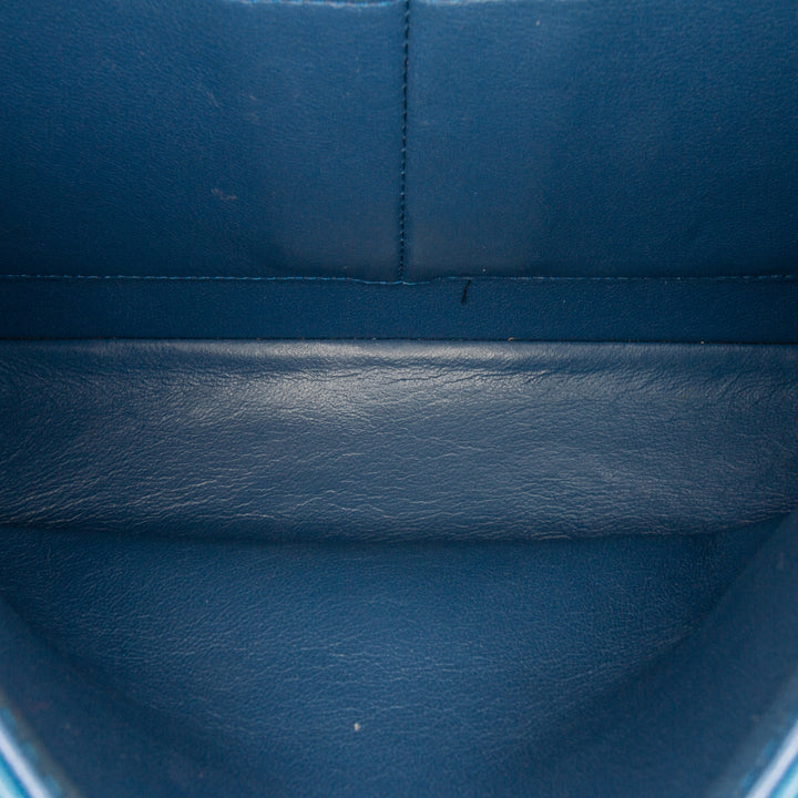 Medium Classic Lambskin Double Flap Blue - Gaby Paris
