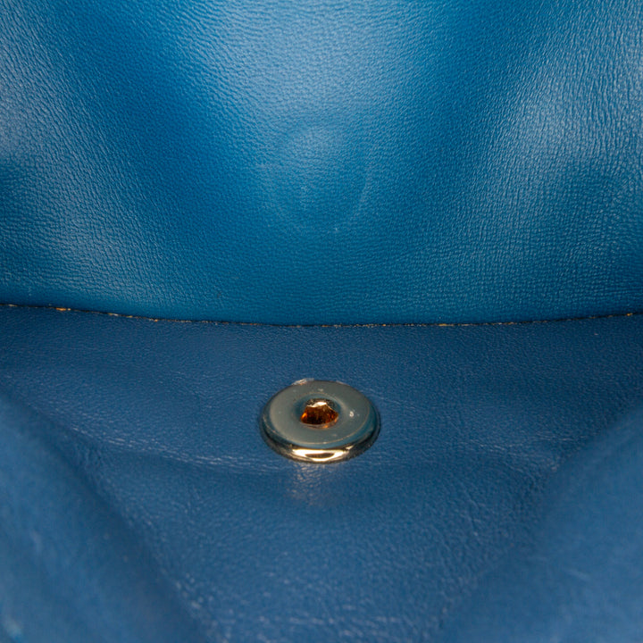 Medium Classic Lambskin Double Flap Blue - Gaby Paris