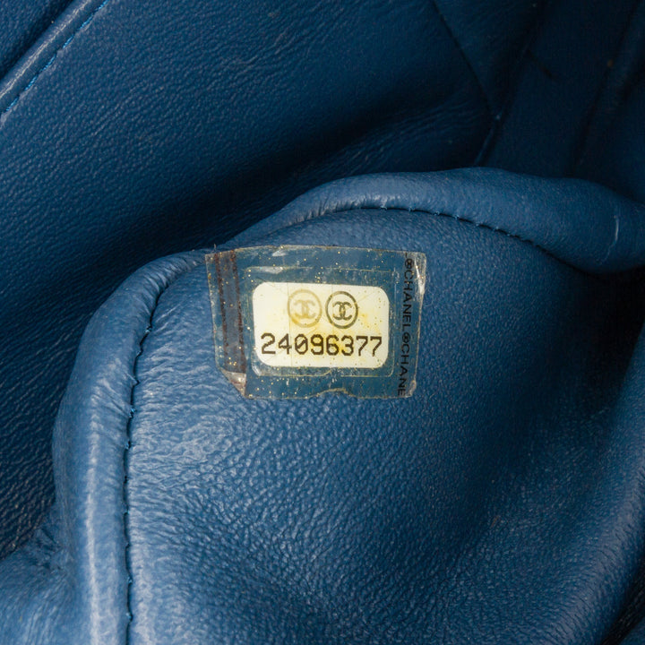 Medium Classic Lambskin Double Flap Blue - Gaby Paris