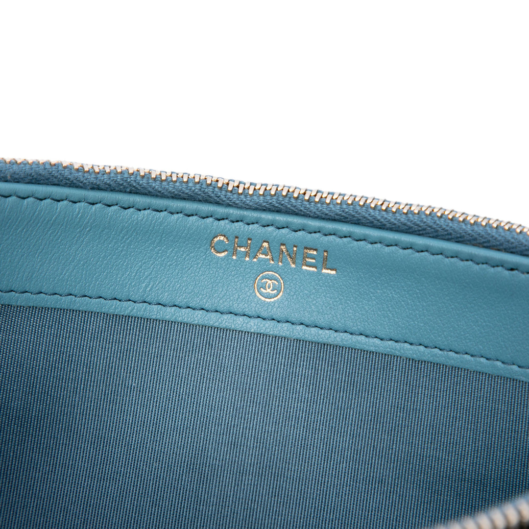 Chanel Raffia Deauville Double Zip Pochette avec chaîne